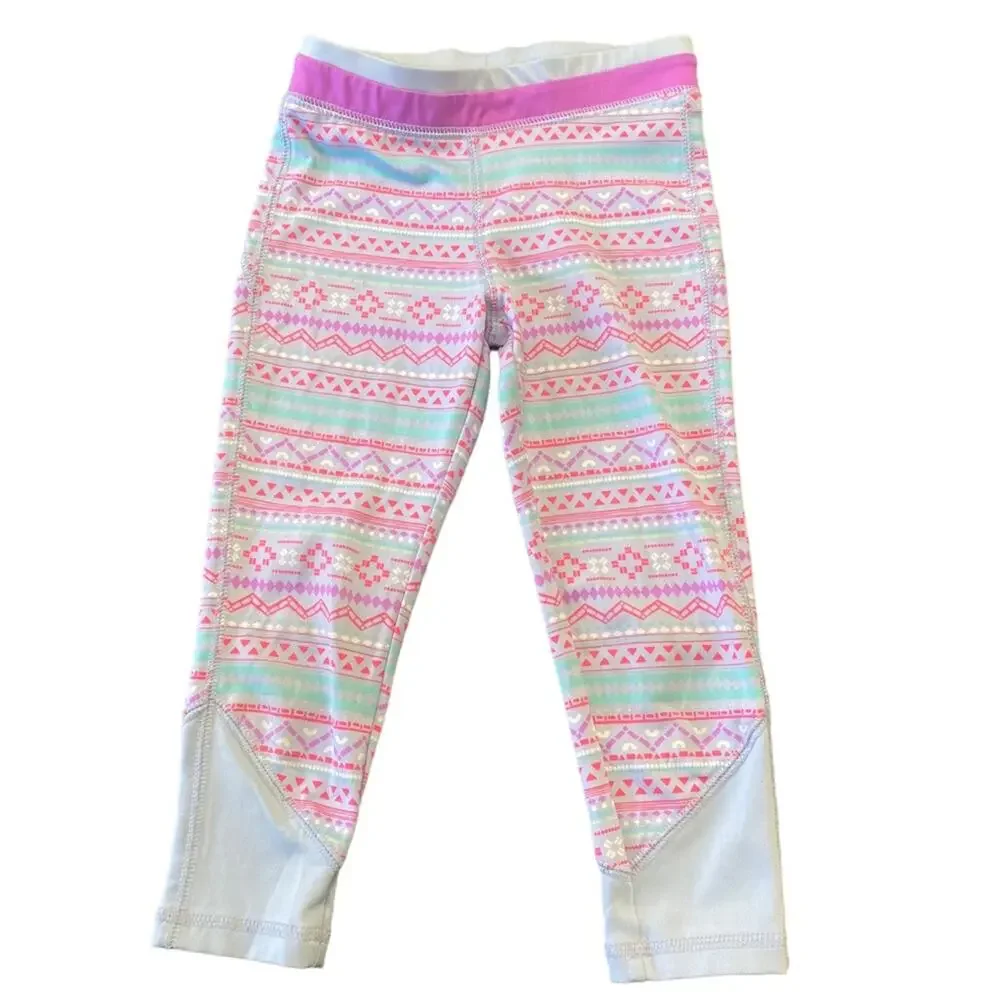 OshKosh B’gosh Cropped Leggings Size 5 Pink Gray Blue